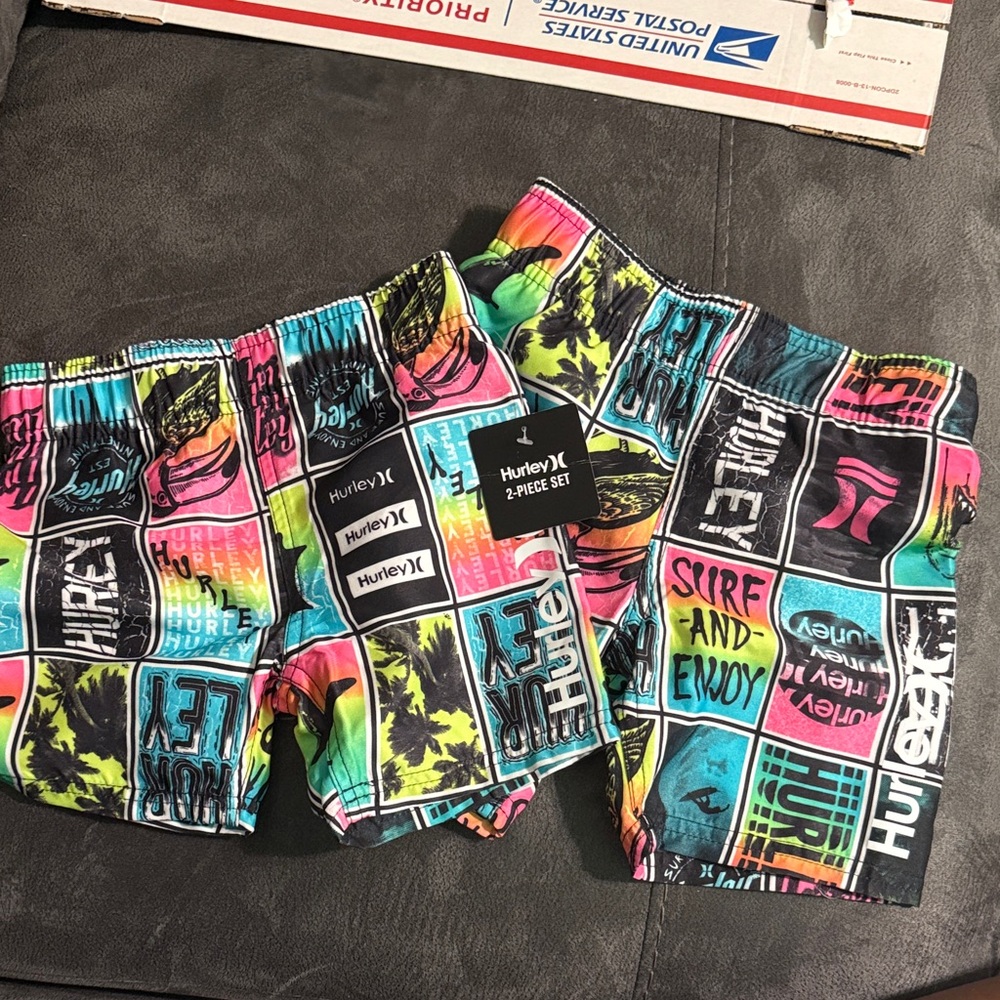 Hurley Kids' Colorful Graphic Swim Shorts